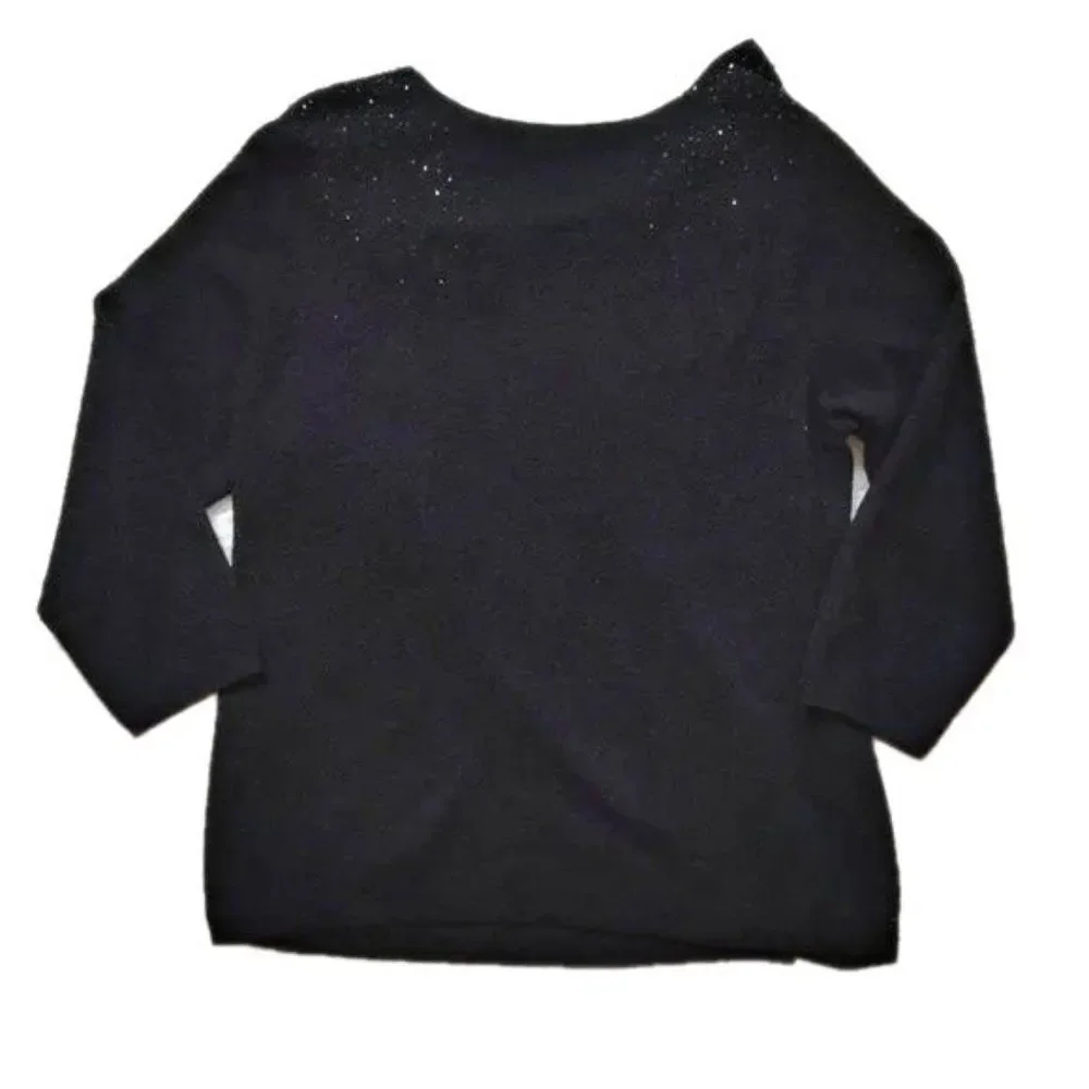 Eileen Fisher Sweater Merino Wool Glass Beaded Cowl Knit Lagenlook Size Large
